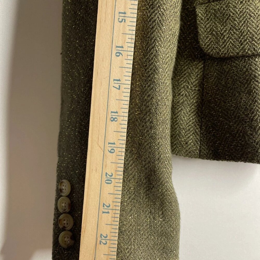 Lauren Ralph Lauren Olive Green Herringbone Wool Blazer - Picture 7 of 7